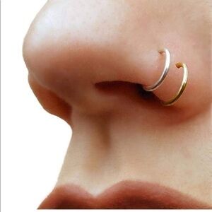 Faux Gold and Silver Clip-On Tiny Nose Rings - No Piercing Needed - Set of 2